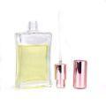 Custom Empty 100ml clear square refillable perfume oil glass spray bottle with sprayer